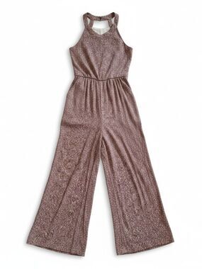 Jessica Simpson Beige With White Floral Pattern Wide-Leg Jumpsuit/Romper In XS